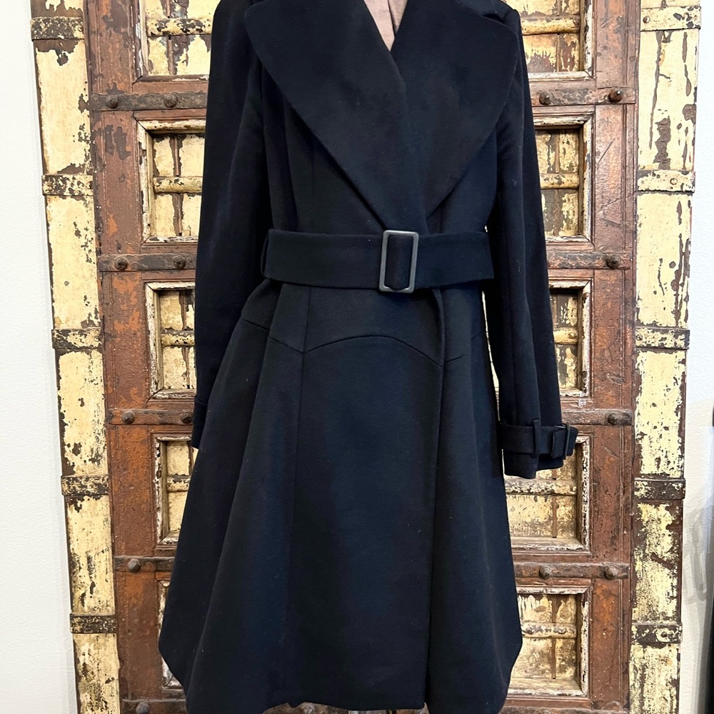 LK Bennett Ginet Coat Elegant Black Belted Coat